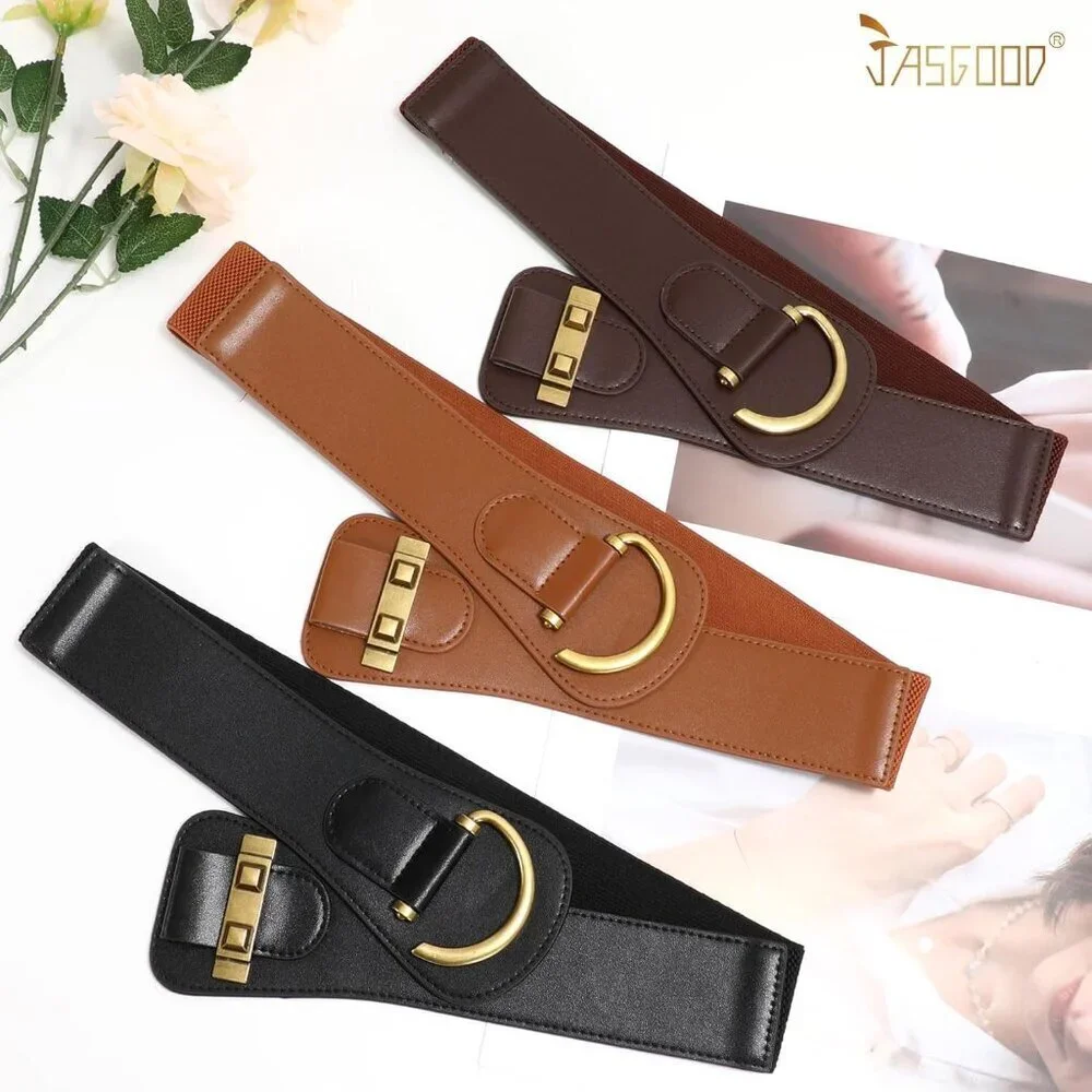 Women's Vintage Stretchy Waist Belt Elastic Wide Waistband for Dresses - Picture 8 of 8